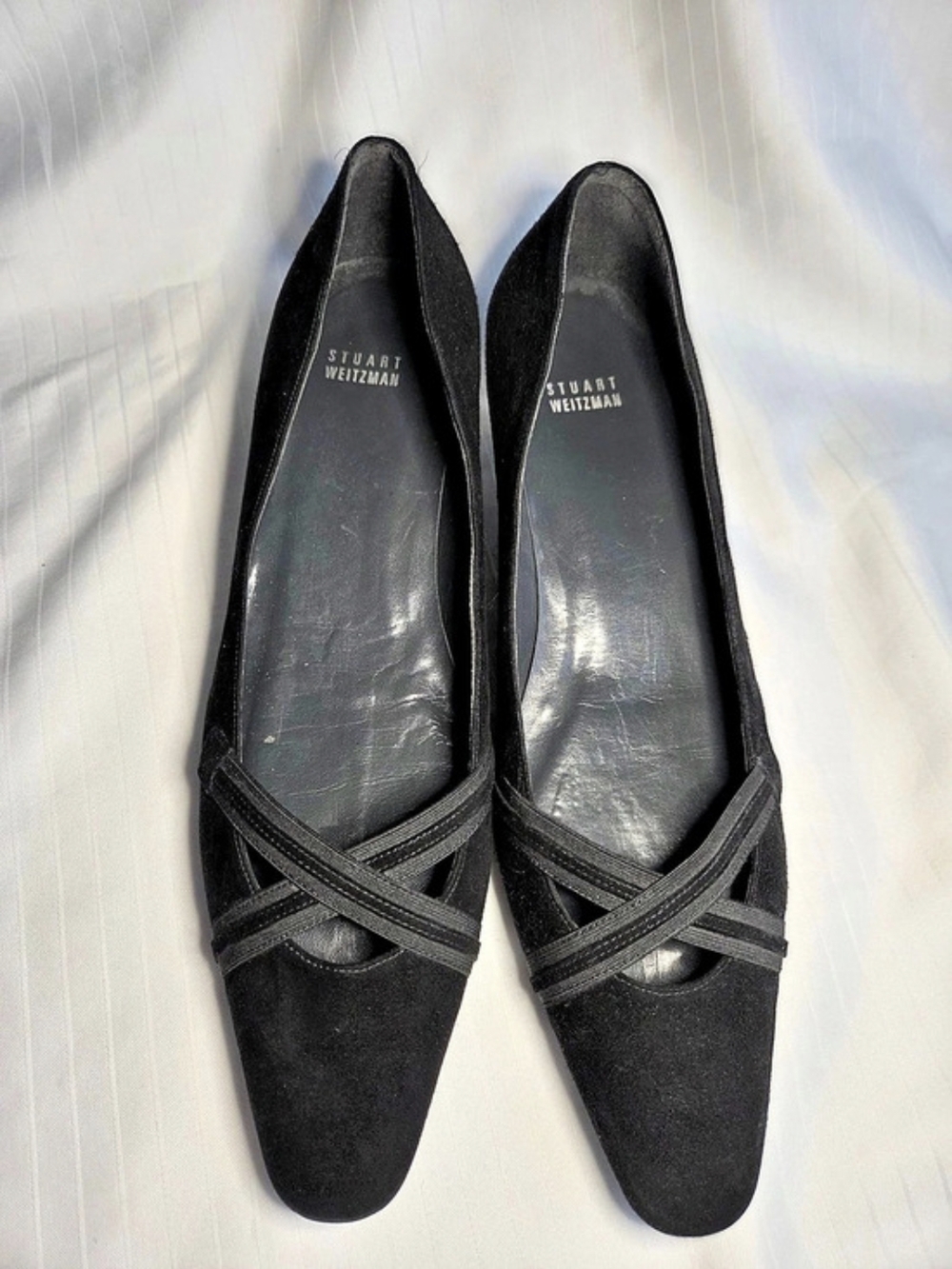 Stuart Weitzman Black Suede Pumps Size 11.5M Low Heel Made in Spain